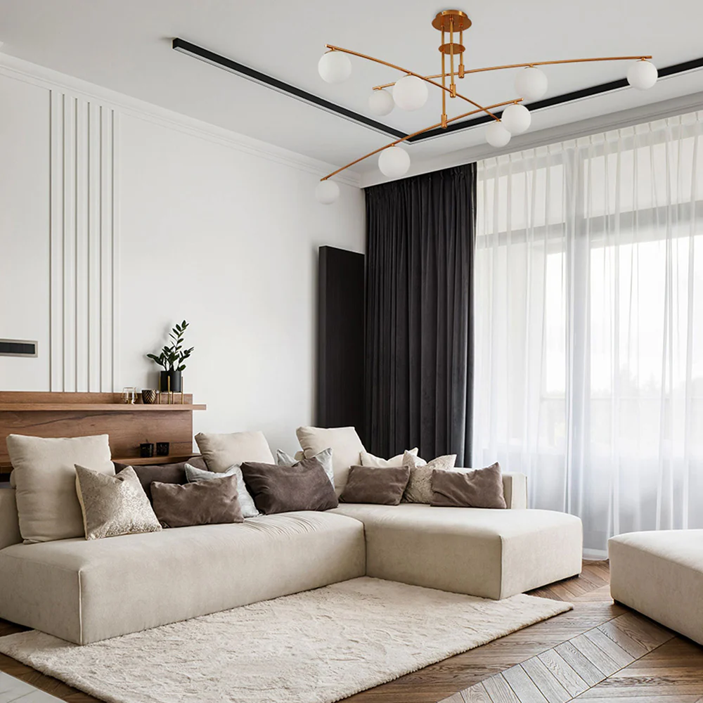 Modern Nordic Glass Ball Semi Flush Chandelier - Image 8