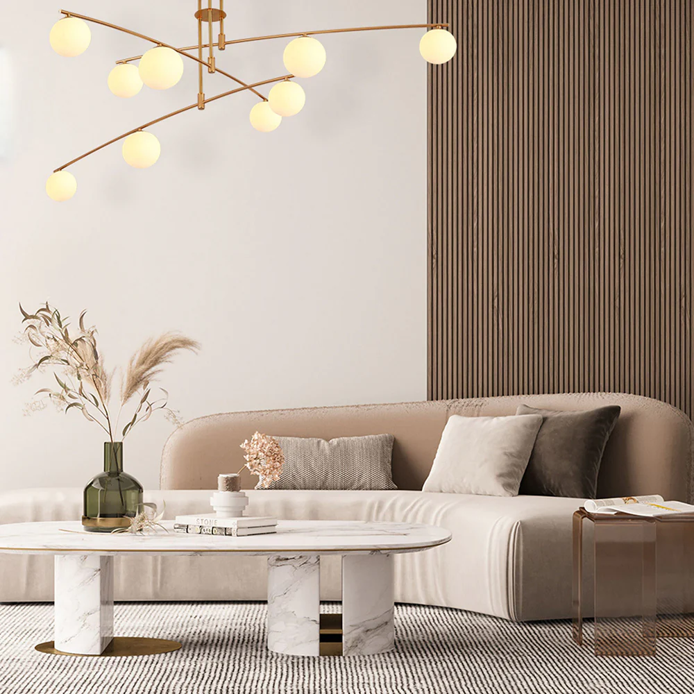 Modern Nordic Glass Ball Semi Flush Chandelier - Image 9