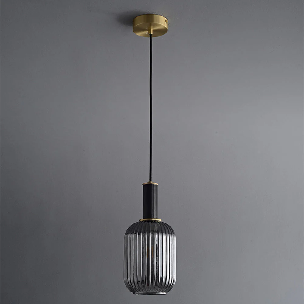 Modern Oval Ribbed Glass Pendant Light - Image 11