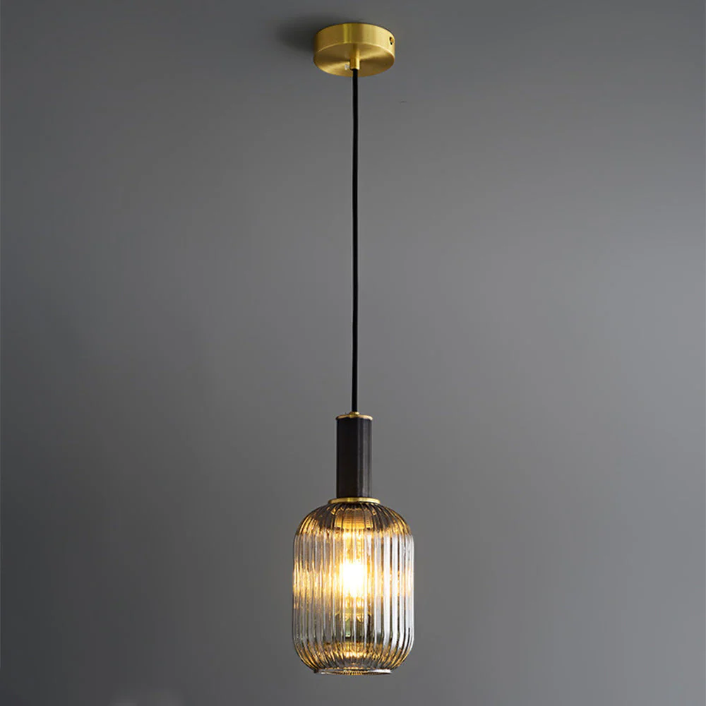 Modern Oval Ribbed Glass Pendant Light - Image 12