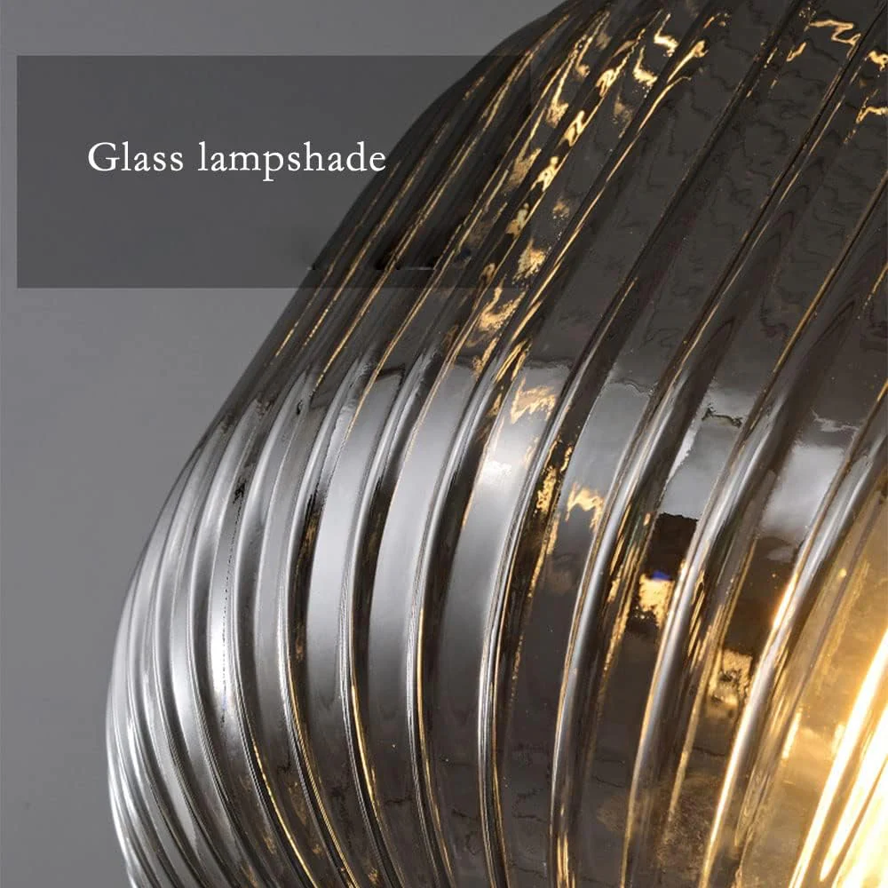 Modern Oval Ribbed Glass Pendant Light - Image 15