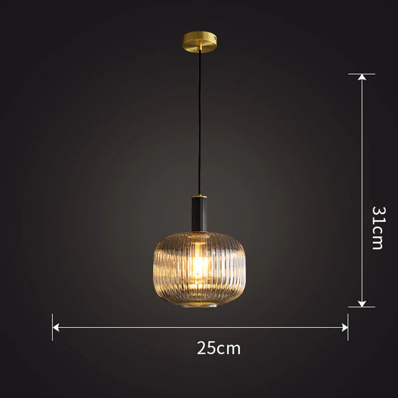 Modern Oval Ribbed Glass Pendant Light - Image 5