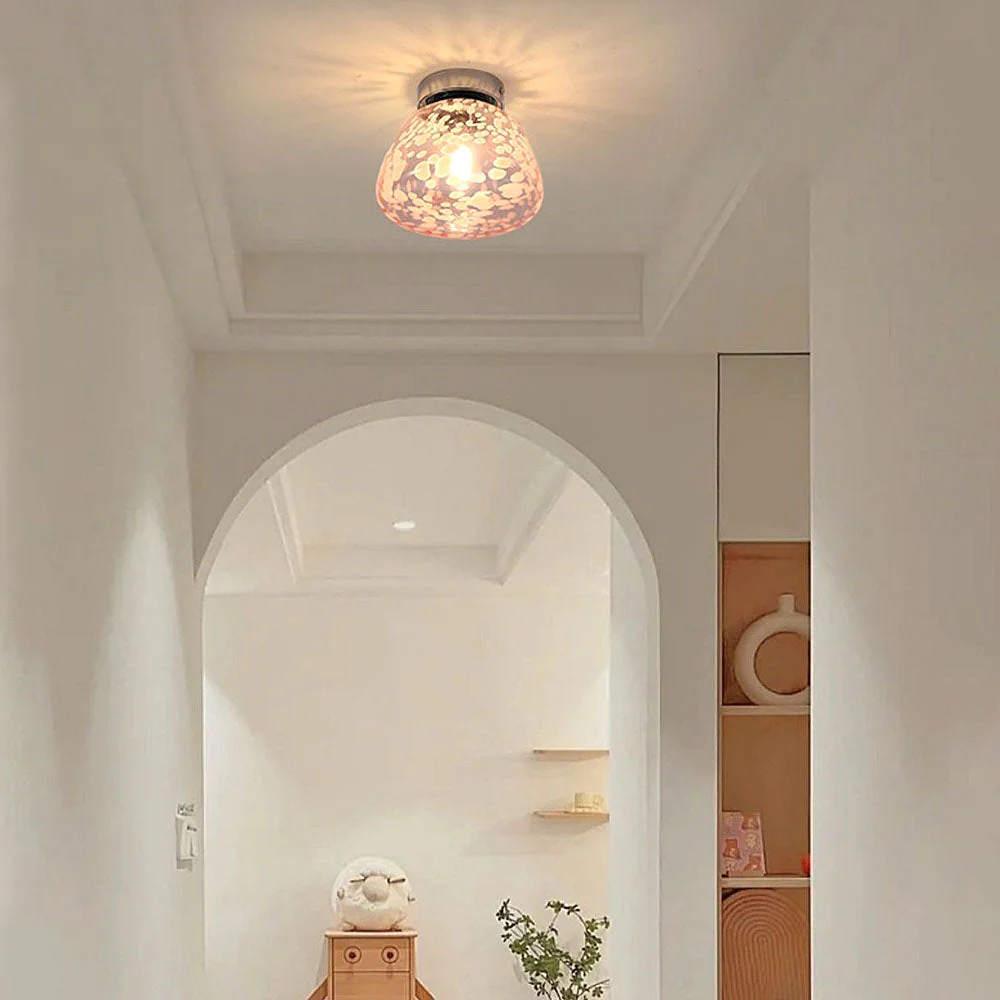Modern Pink Glass Hallway Ceiling Light - Image 3