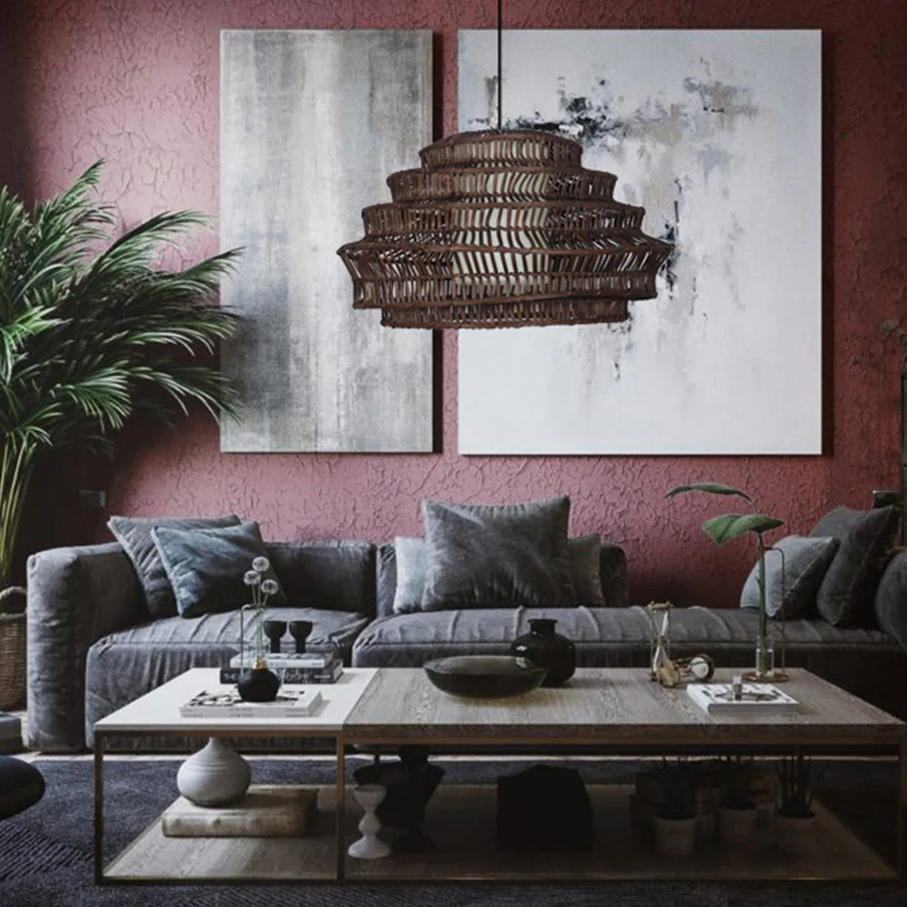 Modern Rattan Cage Pendant Light - Image 3