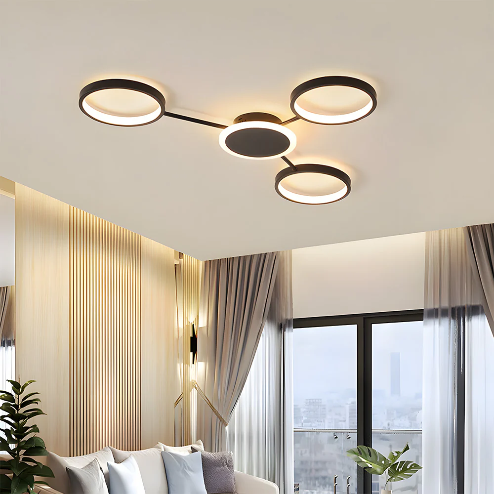 Modern Ring Metal Multi-Head LED Ceiling Light - Image 3