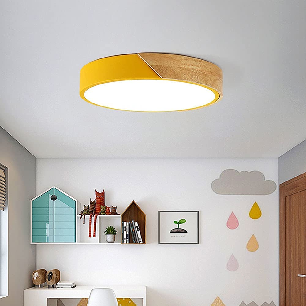 Macaron Round LED Dimmable Wood Ceiling Lamp - Image 14