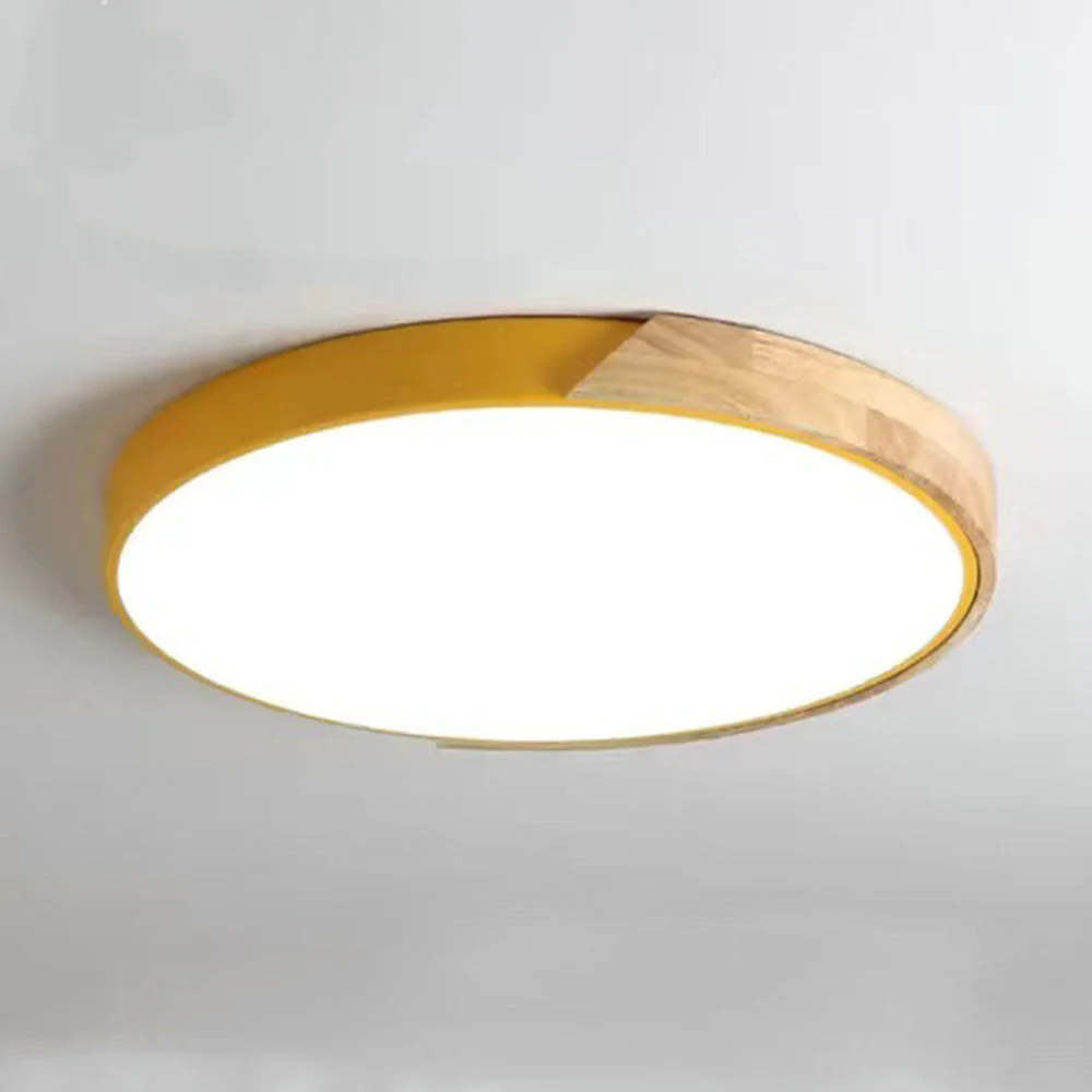 Macaron Round LED Dimmable Wood Ceiling Lamp - Image 16
