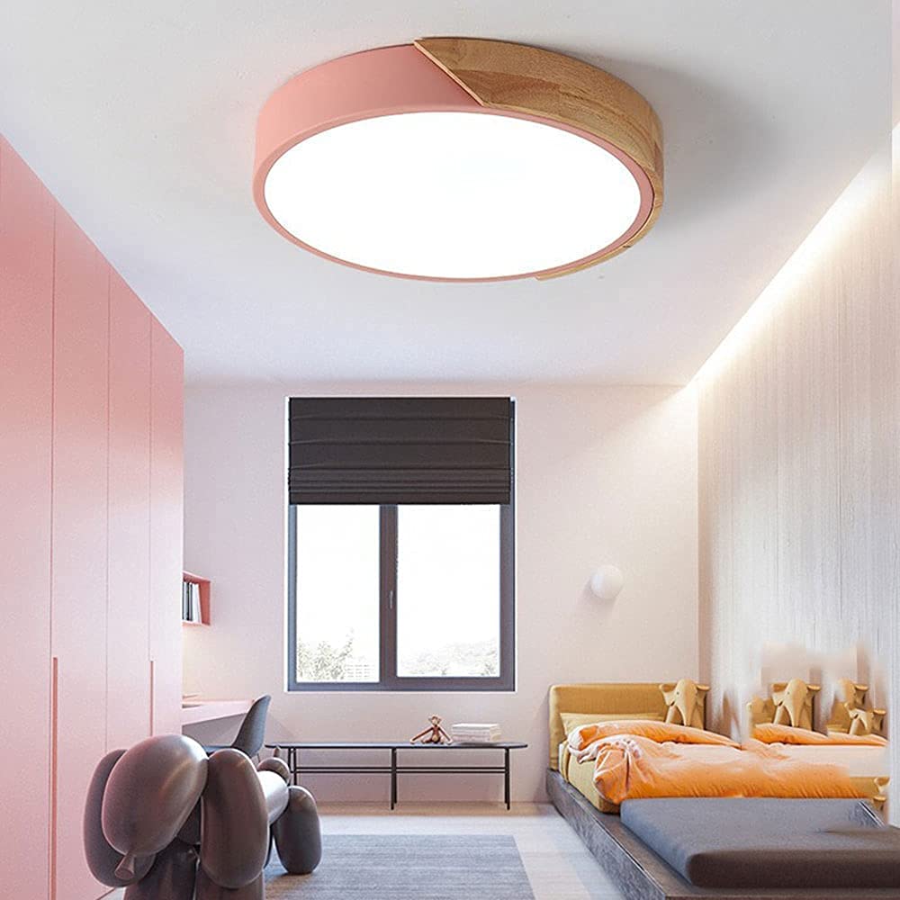 Macaron Round LED Dimmable Wood Ceiling Lamp - Image 18