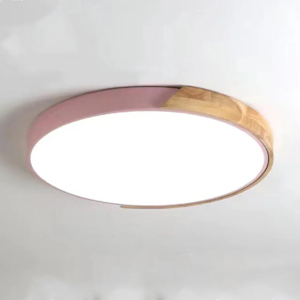 Macaron Round LED Dimmable Wood Ceiling Lamp - Image 19