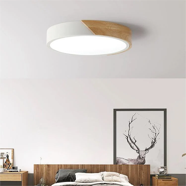 Macaron Round LED Dimmable Wood Ceiling Lamp - Image 2