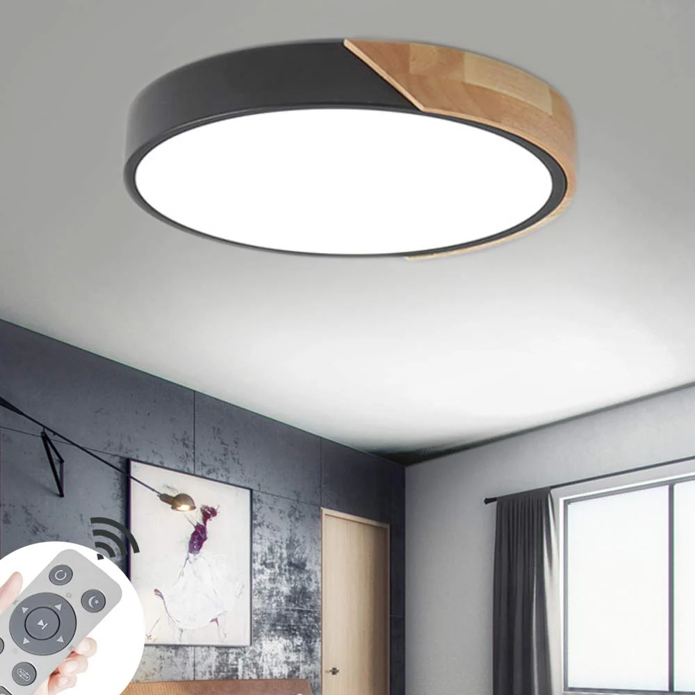 Macaron Round LED Dimmable Wood Ceiling Lamp - Image 20
