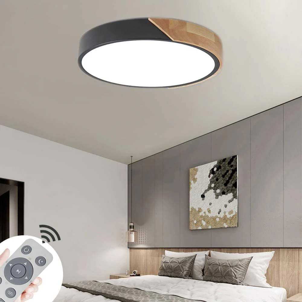 Macaron Round LED Dimmable Wood Ceiling Lamp - Image 21