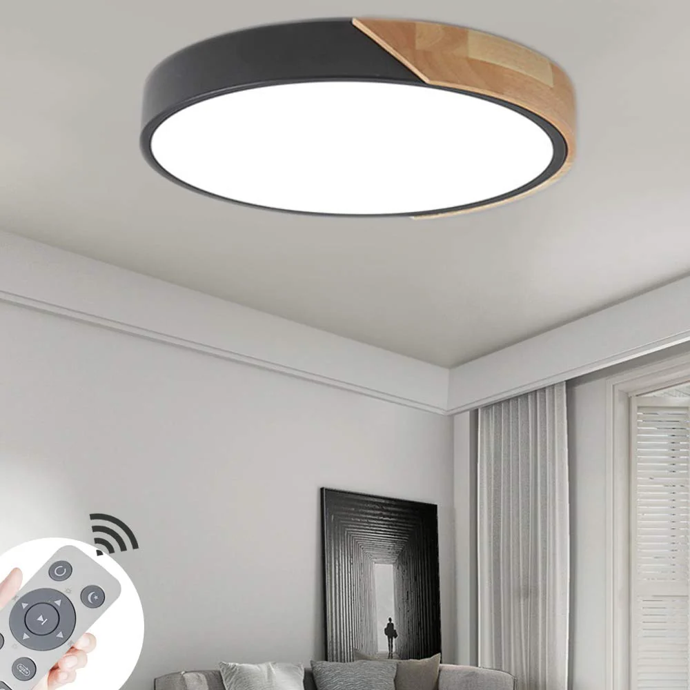 Macaron Round LED Dimmable Wood Ceiling Lamp - Image 23