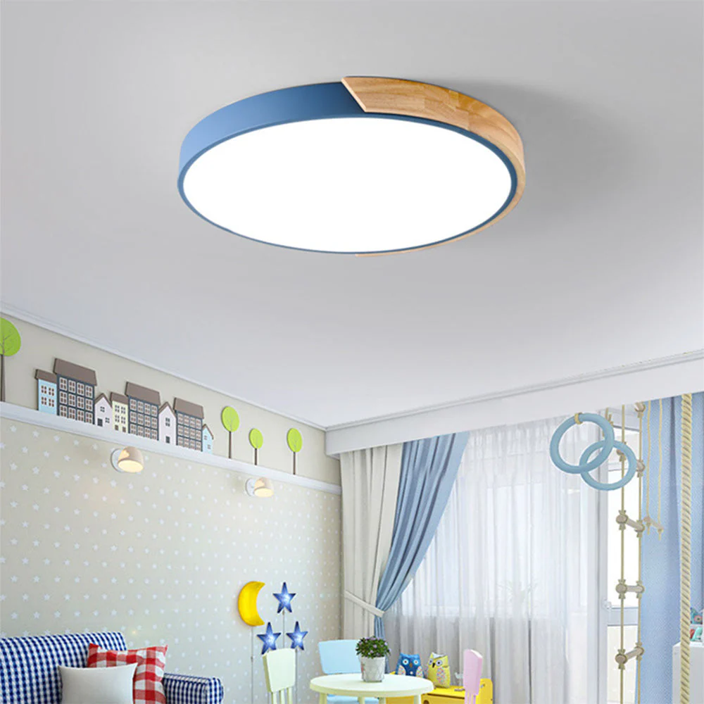 Macaron Round LED Dimmable Wood Ceiling Lamp - Image 24