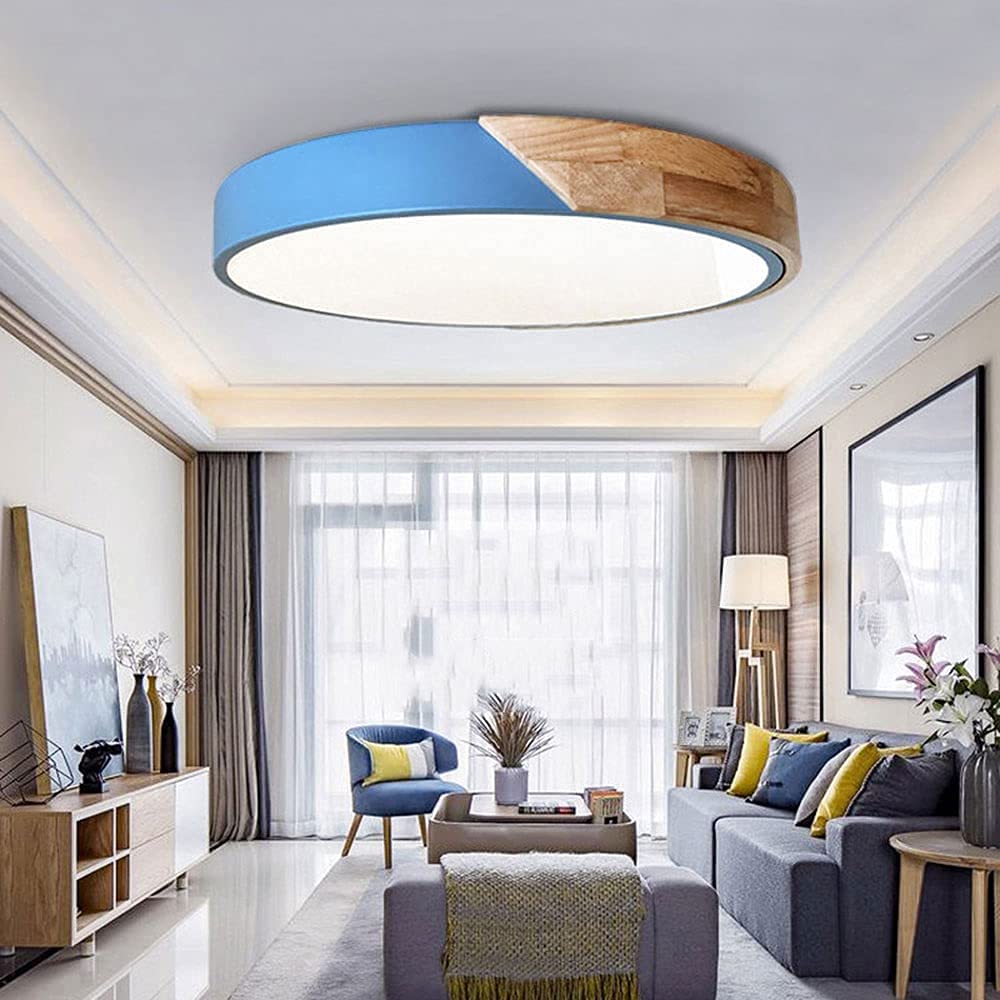Macaron Round LED Dimmable Wood Ceiling Lamp - Image 25