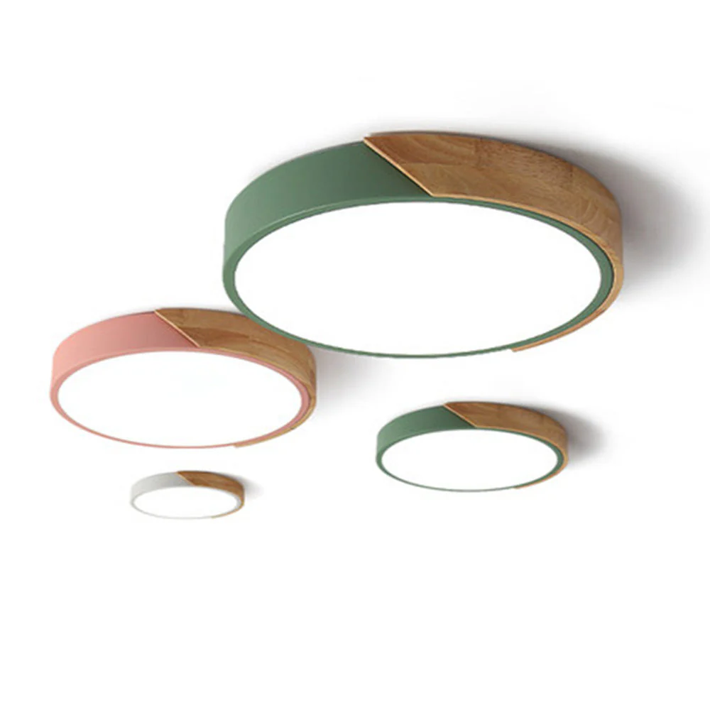 Macaron Round LED Dimmable Wood Ceiling Lamp - Image 28