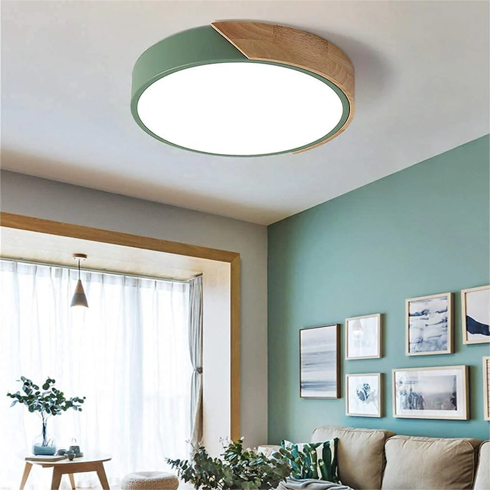 Macaron Round LED Dimmable Wood Ceiling Lamp - Image 3