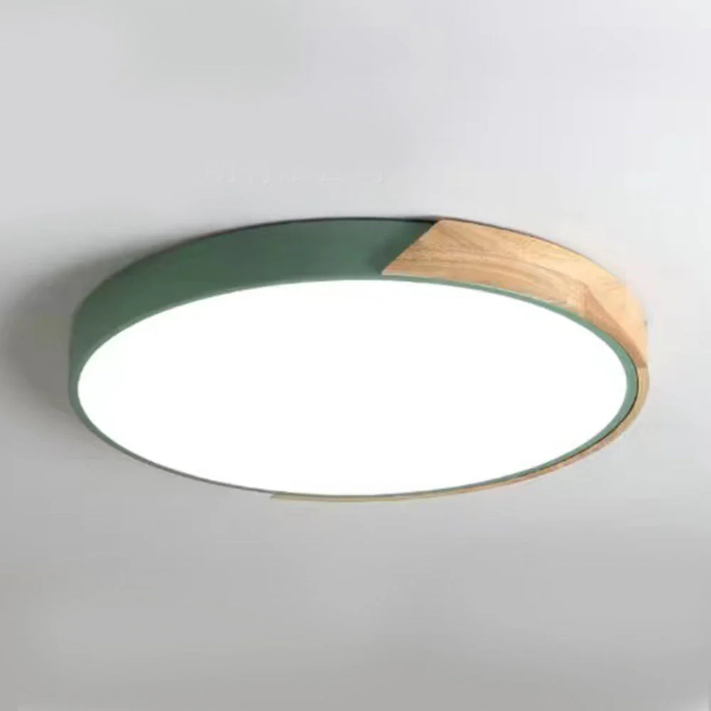 Macaron Round LED Dimmable Wood Ceiling Lamp - Image 9