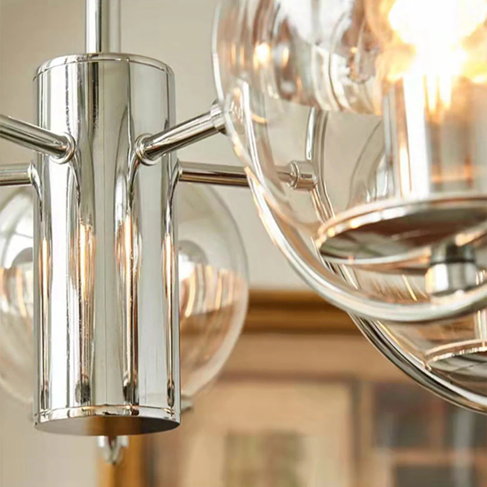 Modern Silver Glass Space Ball Chandelier - Image 13