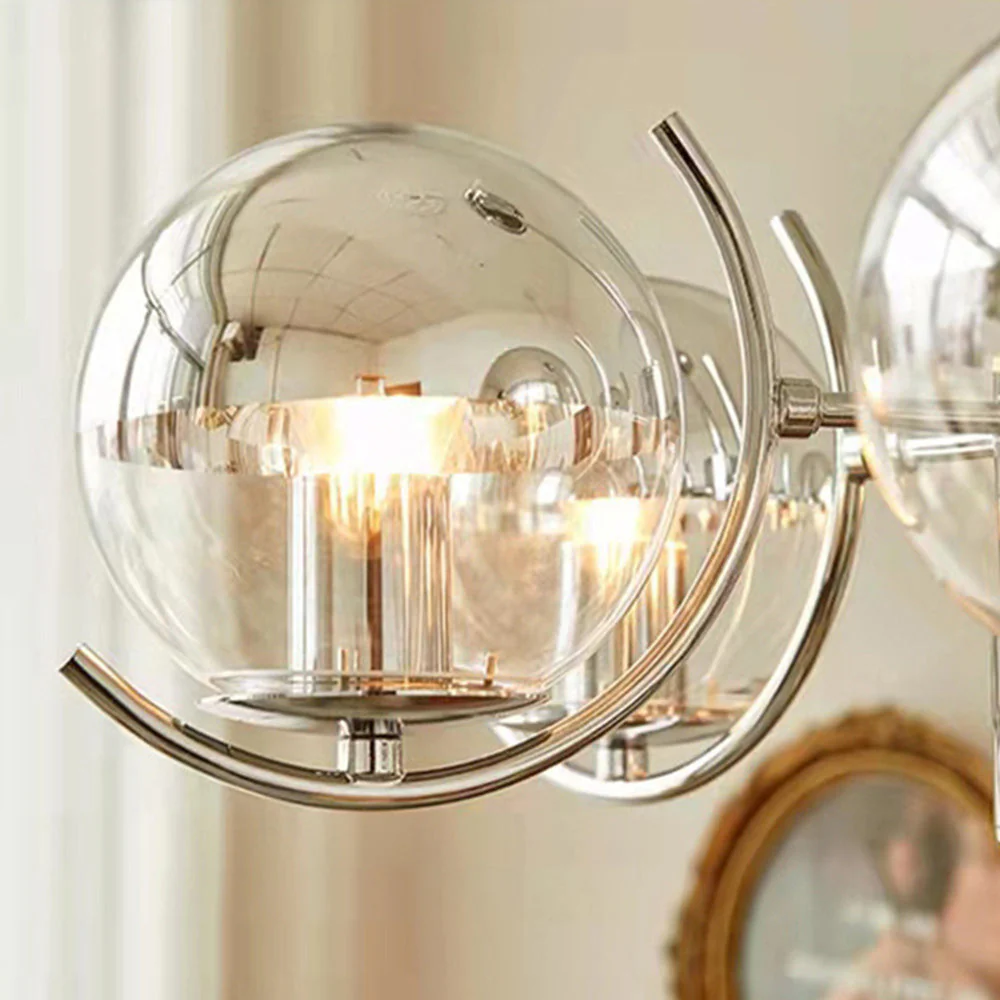 Modern Silver Glass Space Ball Chandelier - Image 15