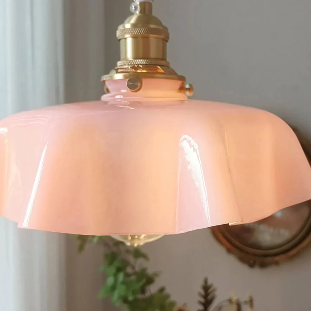 Modern Romantic Small Glass Ribbon Edge Pendant Light For Living Room - Image 11