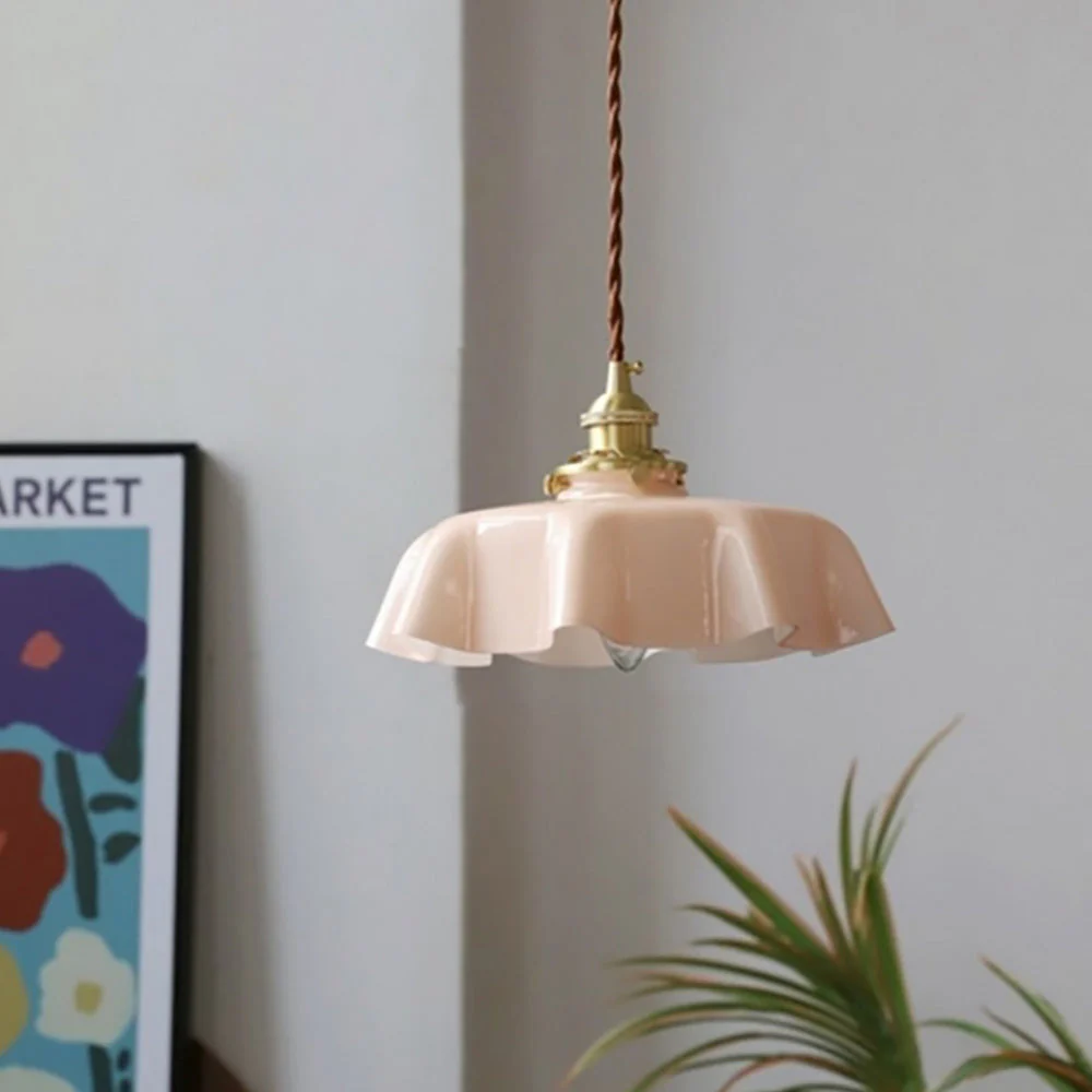 Modern Romantic Small Glass Ribbon Edge Pendant Light For Living Room - Image 13