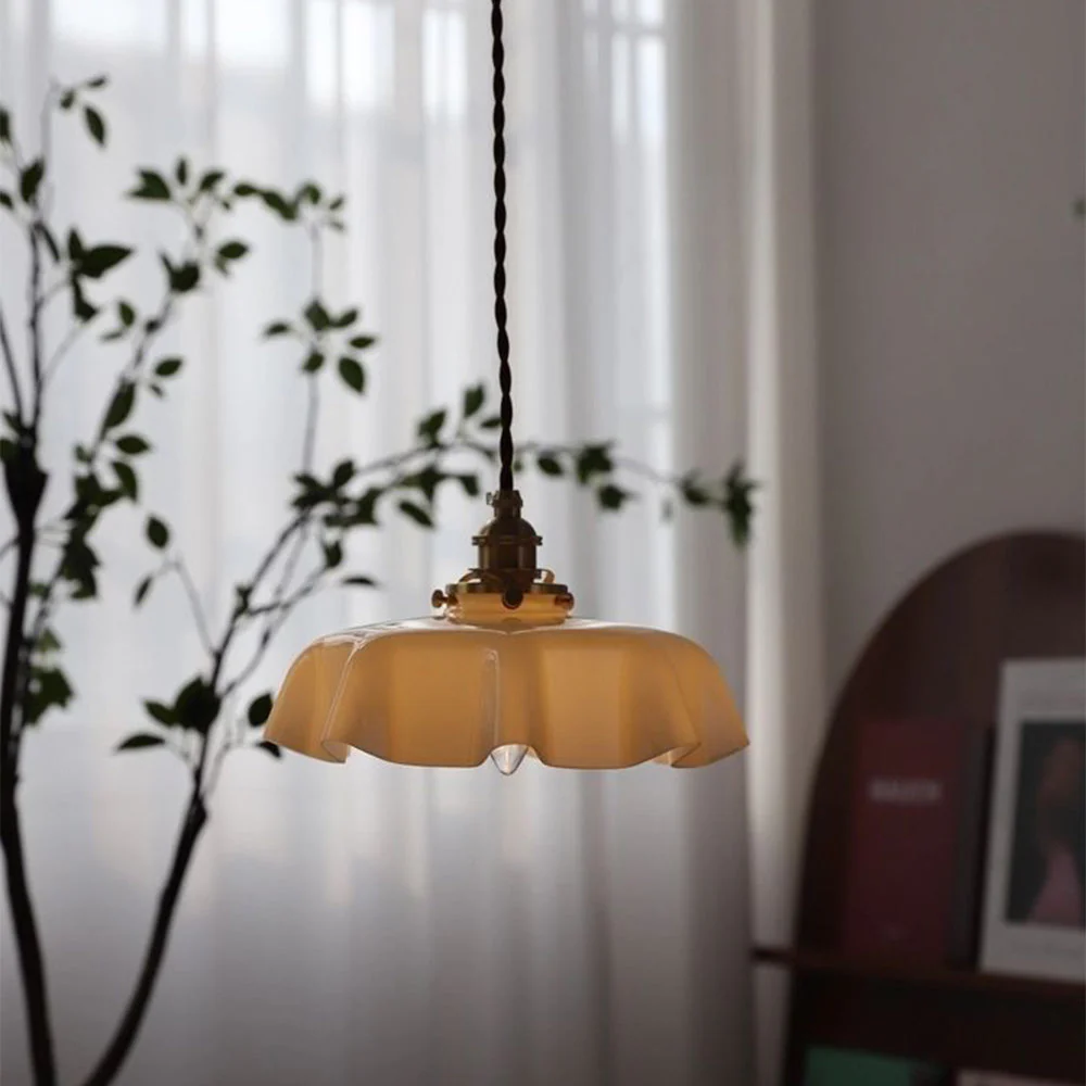 Modern Romantic Small Glass Ribbon Edge Pendant Light For Living Room - Image 16