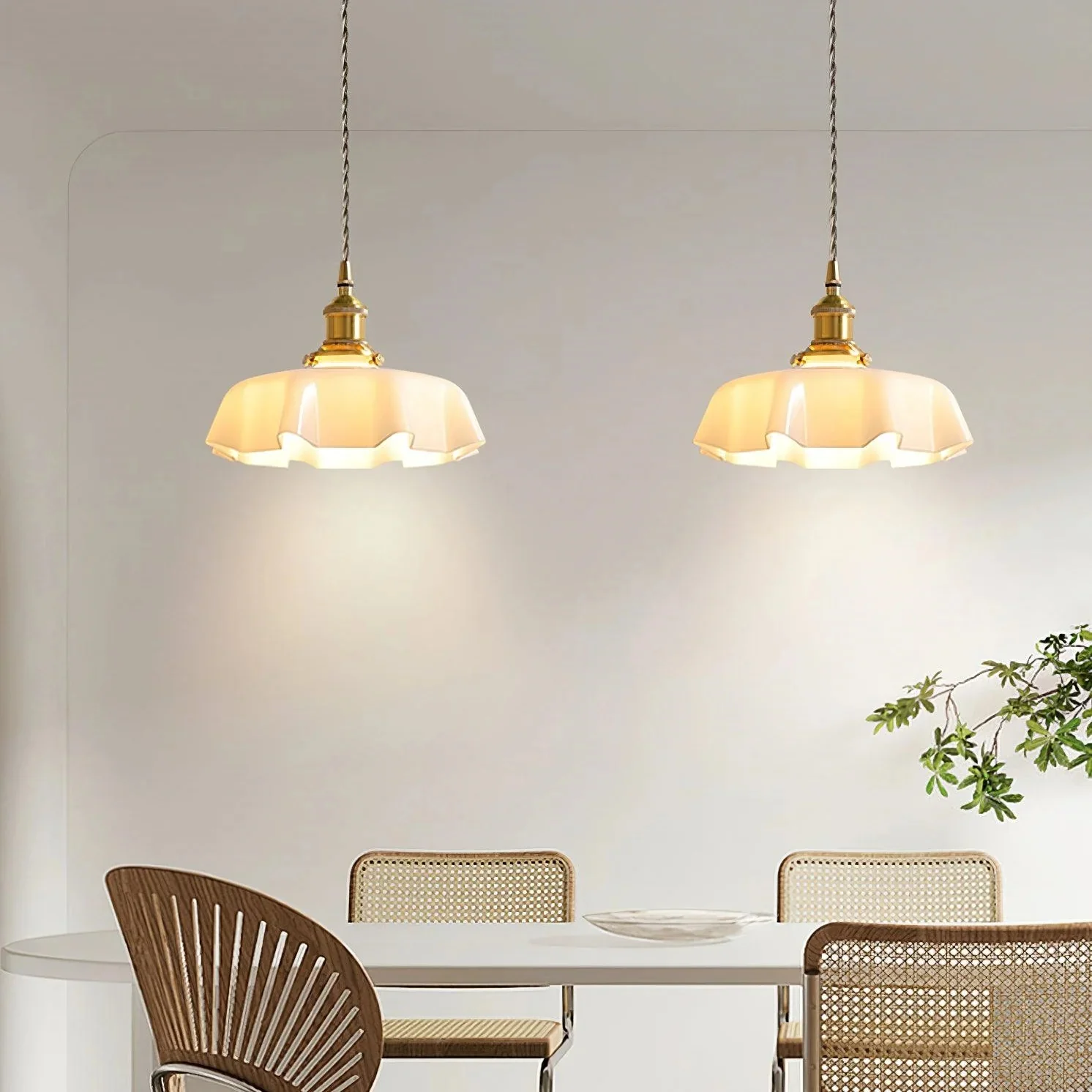Modern Romantic Small Glass Ribbon Edge Pendant Light For Living Room - Image 18
