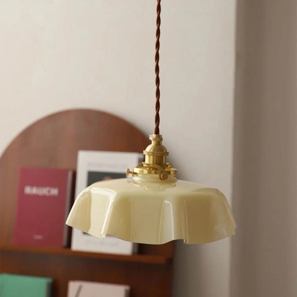 Modern Romantic Small Glass Ribbon Edge Pendant Light For Living Room - Image 21