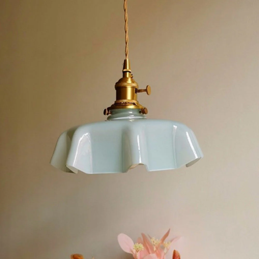Modern Romantic Small Glass Ribbon Edge Pendant Light For Living Room - Image 22