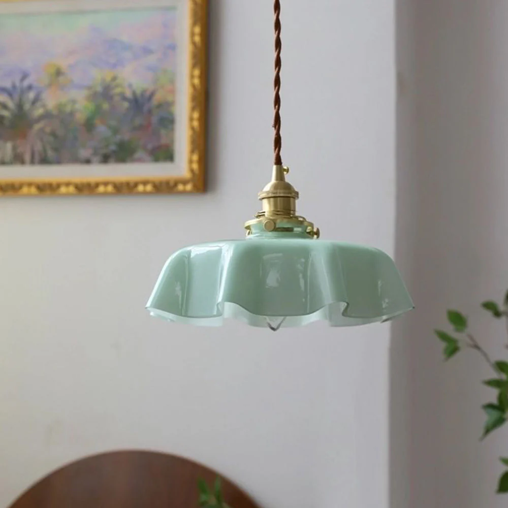Modern Romantic Small Glass Ribbon Edge Pendant Light For Living Room - Image 23