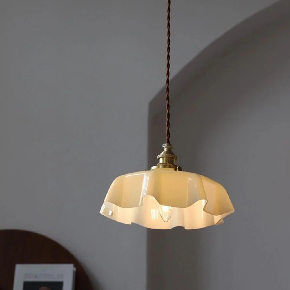 Modern Romantic Small Glass Ribbon Edge Pendant Light For Living Room - Image 24