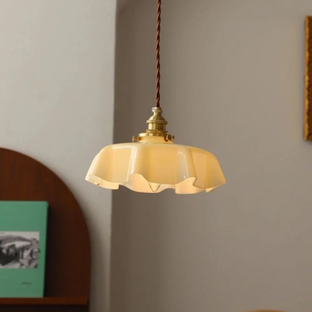 Modern Romantic Small Glass Ribbon Edge Pendant Light For Living Room - Image 25