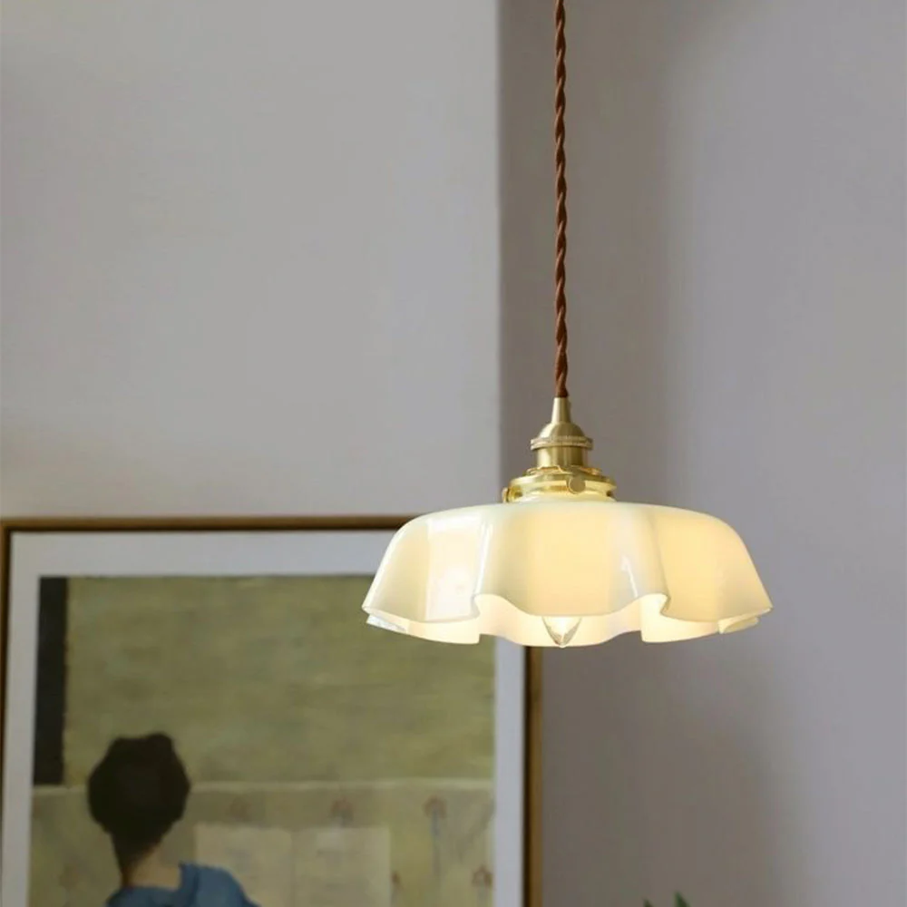 Modern Romantic Small Glass Ribbon Edge Pendant Light For Living Room - Image 26
