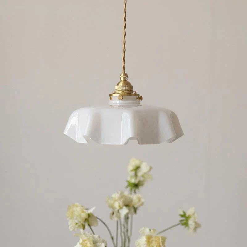 Modern Romantic Small Glass Ribbon Edge Pendant Light For Living Room - Image 3