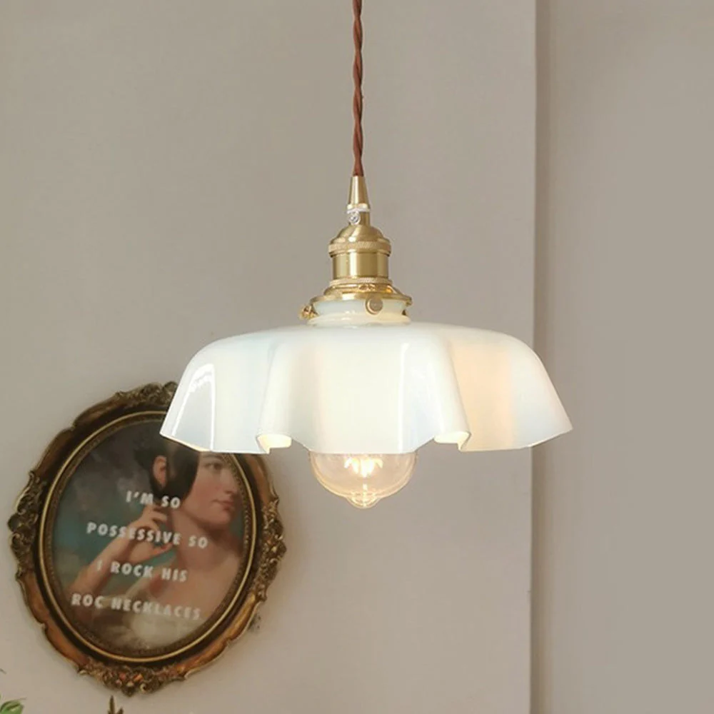 Modern Romantic Small Glass Ribbon Edge Pendant Light For Living Room - Image 6