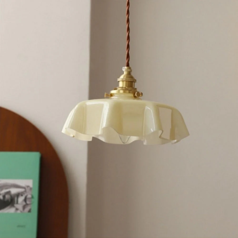 Modern Romantic Small Glass Ribbon Edge Pendant Light For Living Room - Image 7