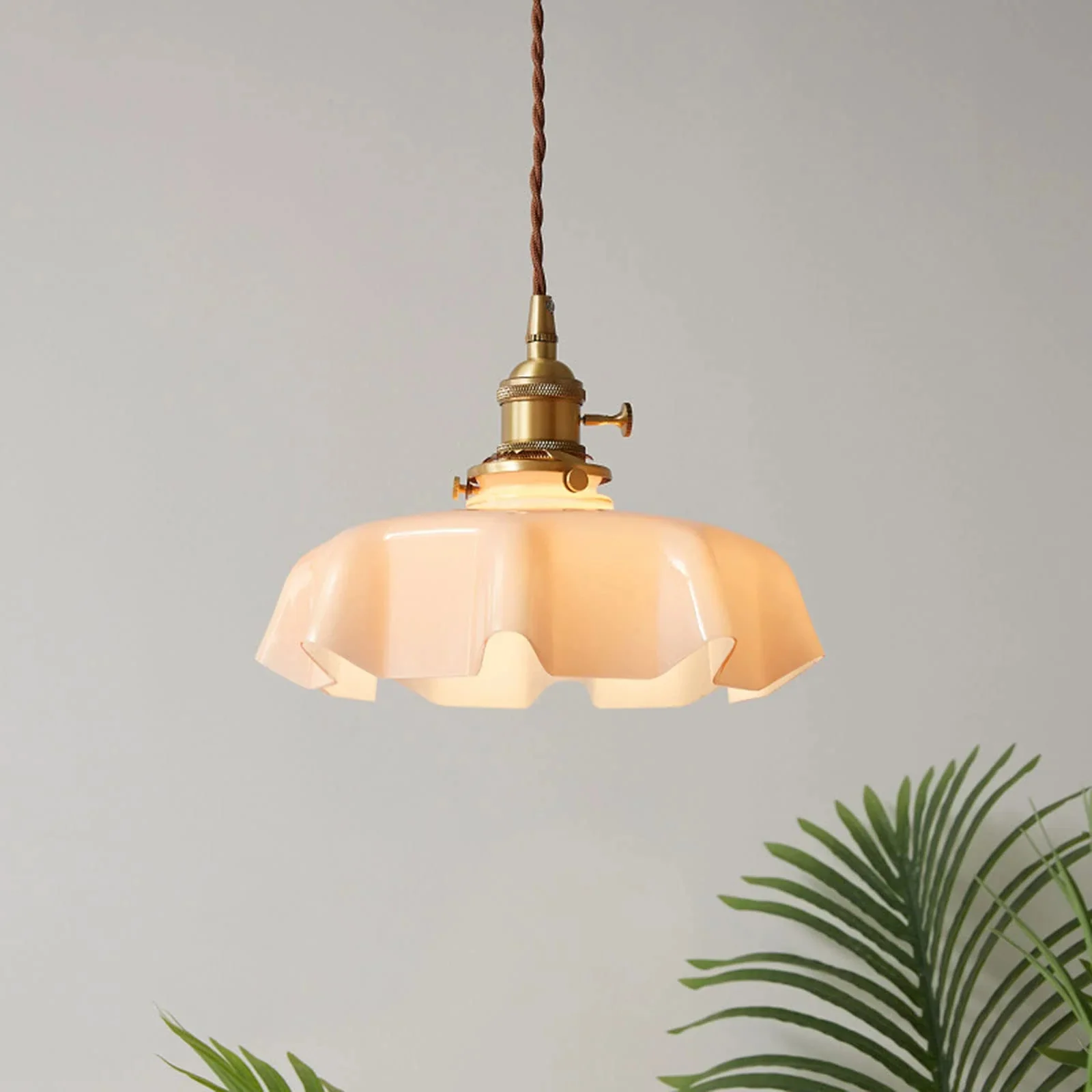 Modern Romantic Small Glass Ribbon Edge Pendant Light For Living Room - Image 8
