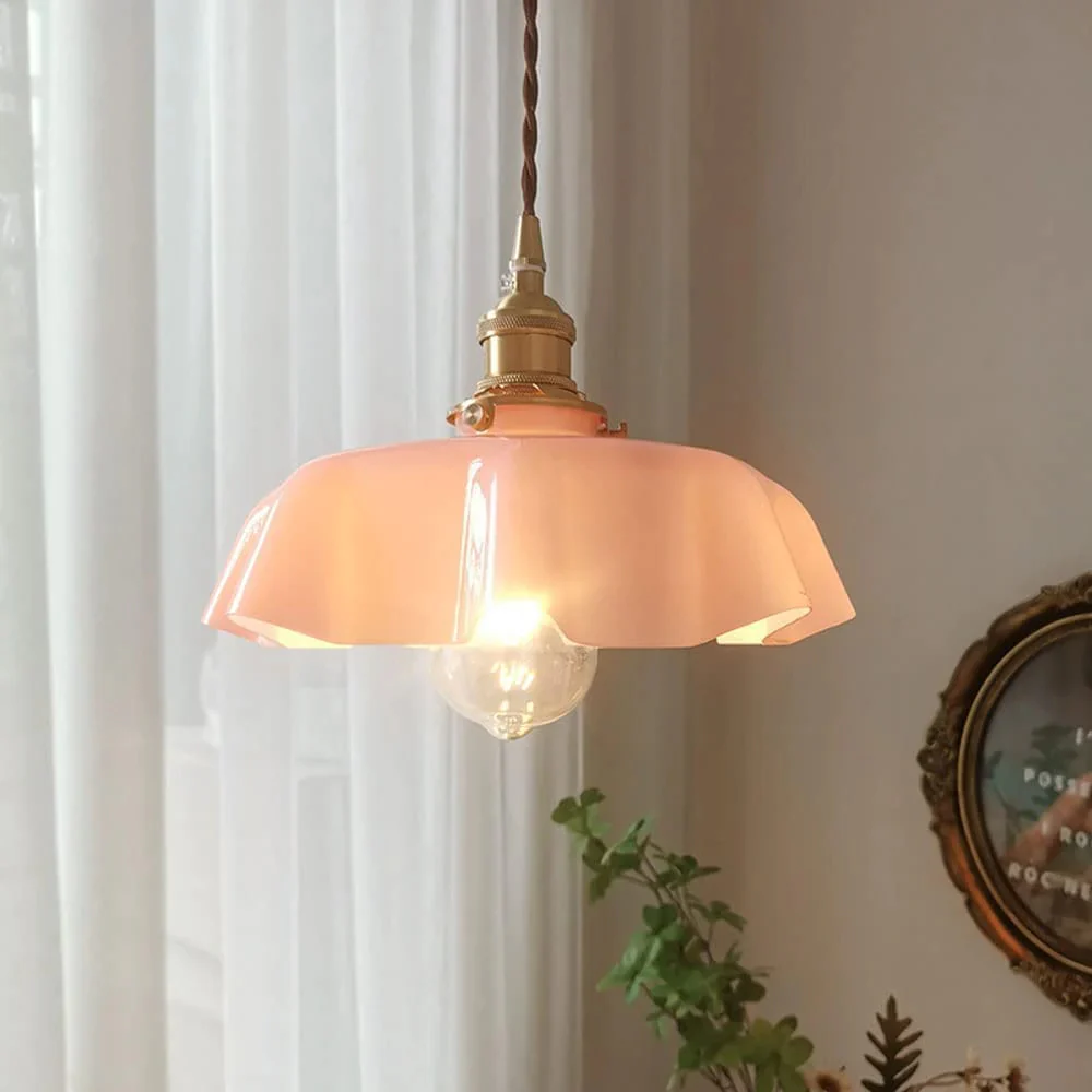 Modern Romantic Small Glass Ribbon Edge Pendant Light For Living Room - Image 9
