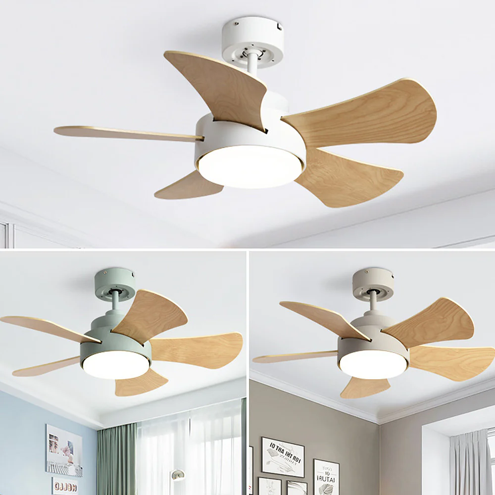 Scandinavian Wood Flush Ceiling Fan With LED Lighting - Image 11