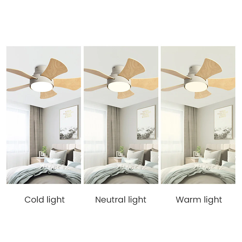 Scandinavian Wood Flush Ceiling Fan With LED Lighting - Image 13