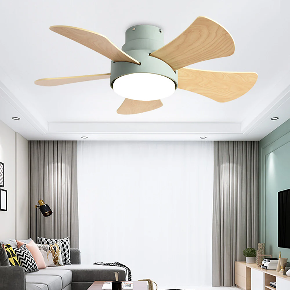 Scandinavian Wood Flush Ceiling Fan With LED Lighting - Image 14