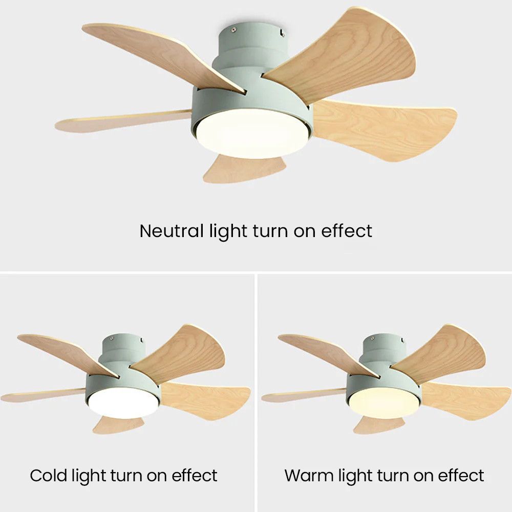 Scandinavian Wood Flush Ceiling Fan With LED Lighting - Image 15