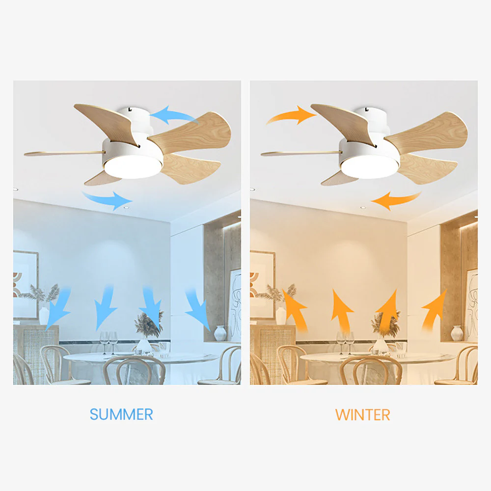 Scandinavian Wood Flush Ceiling Fan With LED Lighting - Image 4
