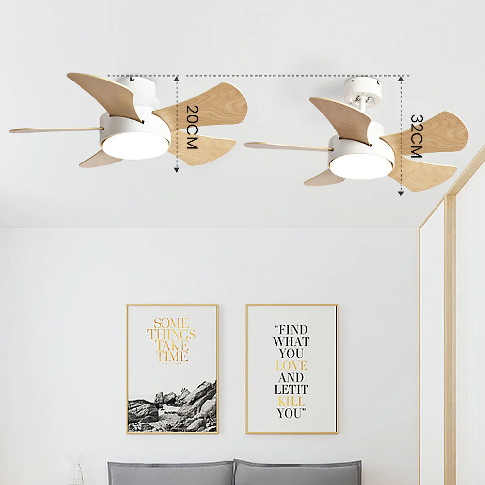 Scandinavian Wood Flush Ceiling Fan With LED Lighting - Image 7