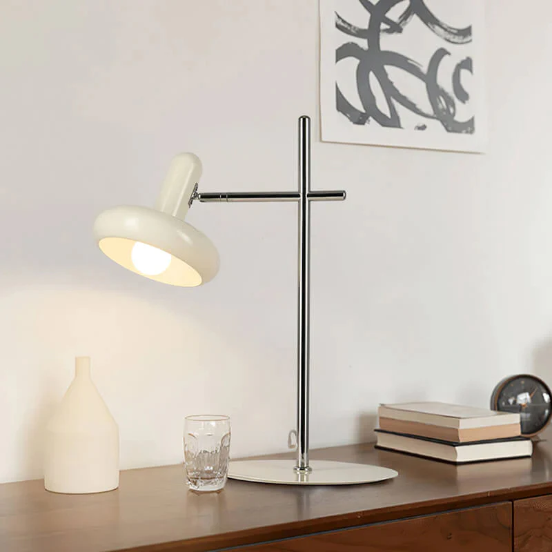 Modern White Glass Disc Table Lamp - Image 6