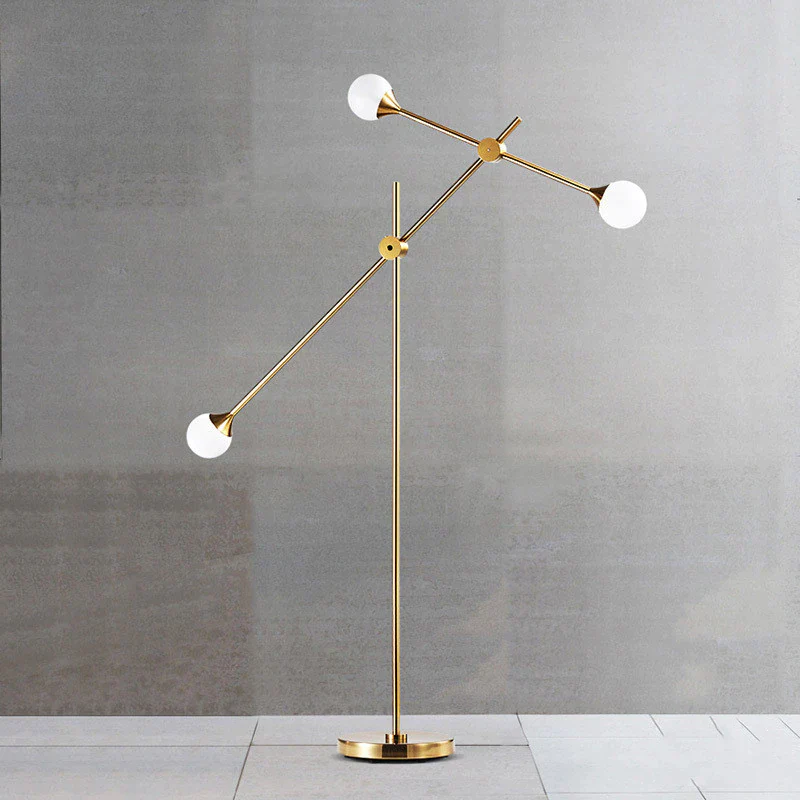 Modern White Glass Orb Metal Swing Arm Floor Lamp - Image 5