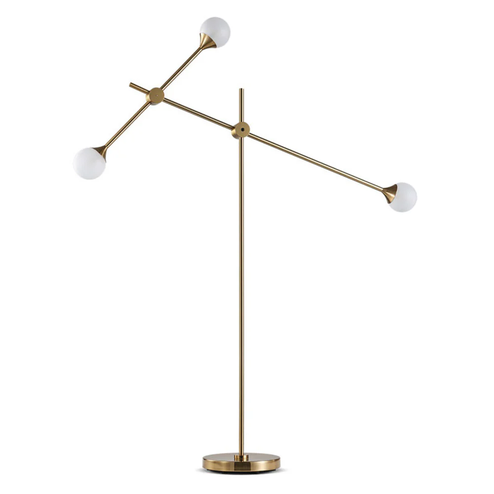 Modern White Glass Orb Metal Swing Arm Floor Lamp - Image 7