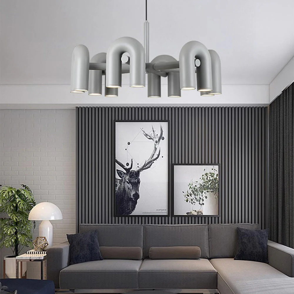 Morandi Creative Pipe Shaped LED Chandelier - Image 2