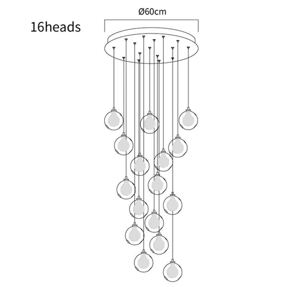 Multi-heads Glass Globe Cluster Stairway Light Pendant Light - Image 14